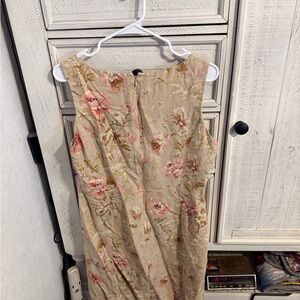 Ann Taylor Floral Midi Dress - Beige and Pink